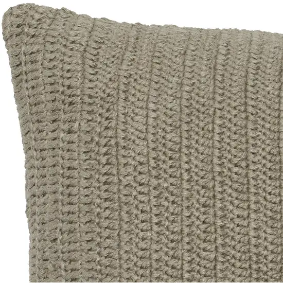 Square Fabric Throw Pillow with Hand Knit Details and Knife Edges, Brown Photo 2