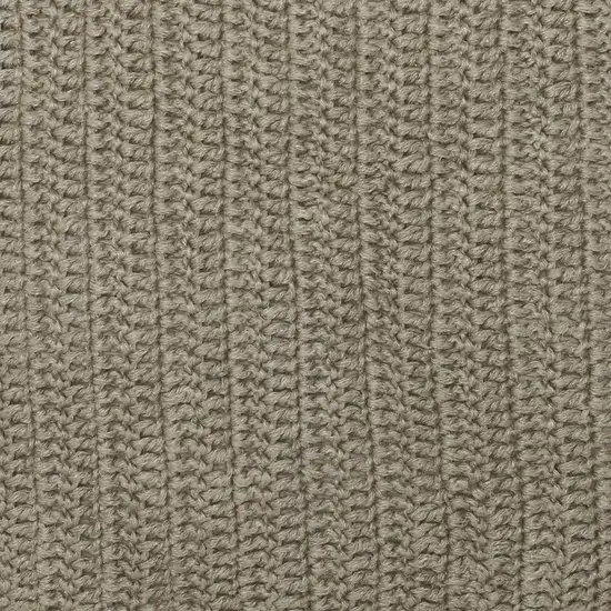 Square Fabric Throw Pillow with Hand Knit Details and Knife Edges, Brown Photo 3