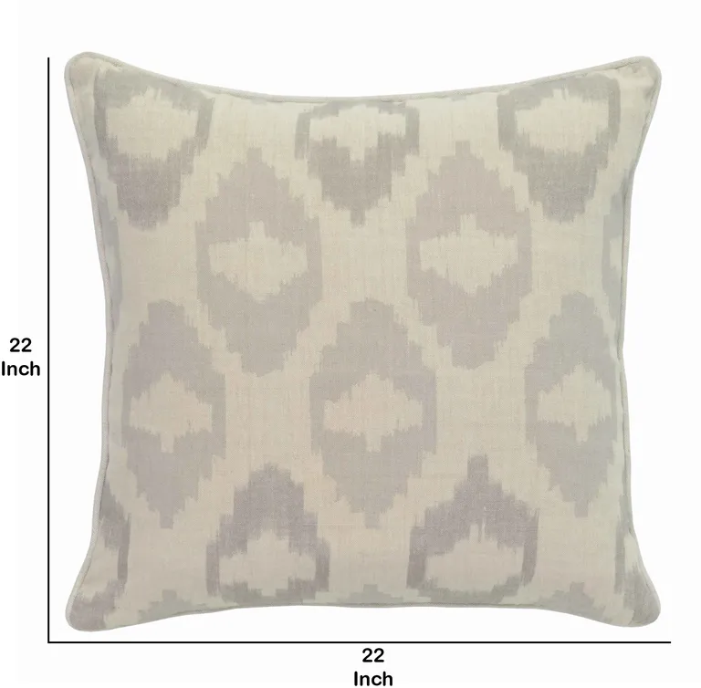 Square Fabric Throw Pillow with Metallic Embroidered Details,Gray and Beige Photo 5