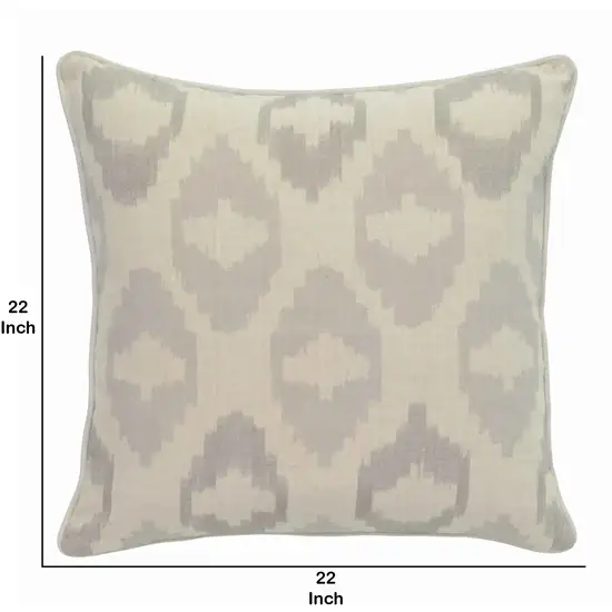 Square Fabric Throw Pillow with Metallic Embroidered Details,Gray and Beige Photo 5
