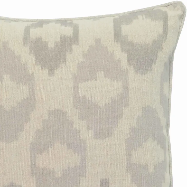 Square Fabric Throw Pillow with Metallic Embroidered Details,Gray and Beige Photo 4