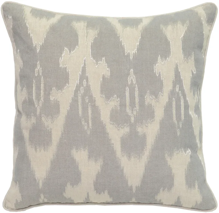 Square Fabric Throw Pillow with Metallic Embroidered Details,Gray and Beige Photo 2