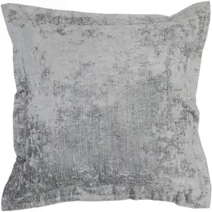 Photo of Square Fabric Throw Pillow with Solid Color and Flanged Edges, Gray