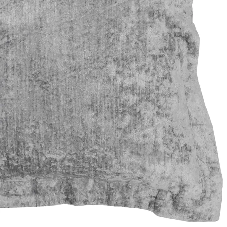 Square Fabric Throw Pillow with Solid Color and Flanged Edges, Gray Photo 4