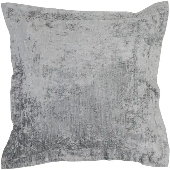 Square Fabric Throw Pillow with Solid Color and Flanged Edges, Gray Photo 1