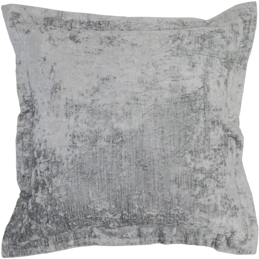 Square Fabric Throw Pillow with Solid Color and Flanged Edges, Gray Photo 1
