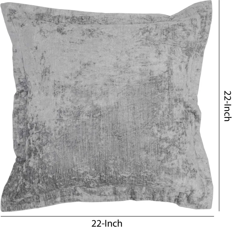 Square Fabric Throw Pillow with Solid Color and Flanged Edges, Gray Photo 5