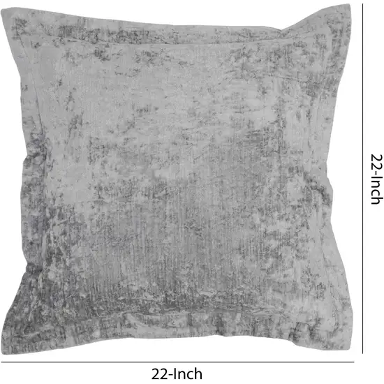 Square Fabric Throw Pillow with Solid Color and Flanged Edges, Gray Photo 5