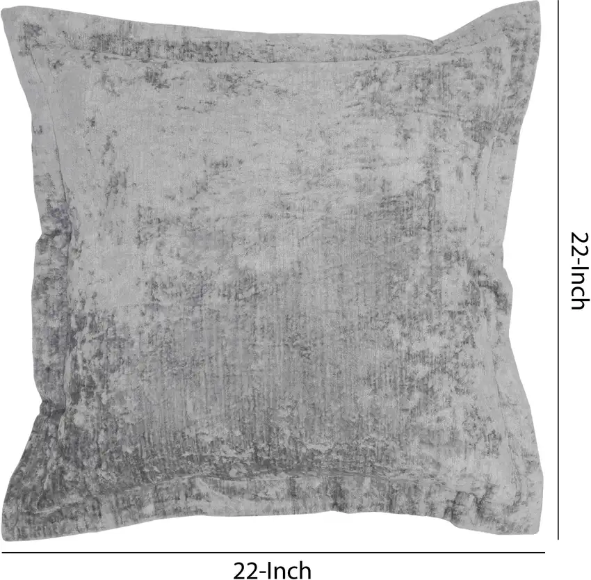 Square Fabric Throw Pillow with Solid Color and Flanged Edges, Gray Photo 5