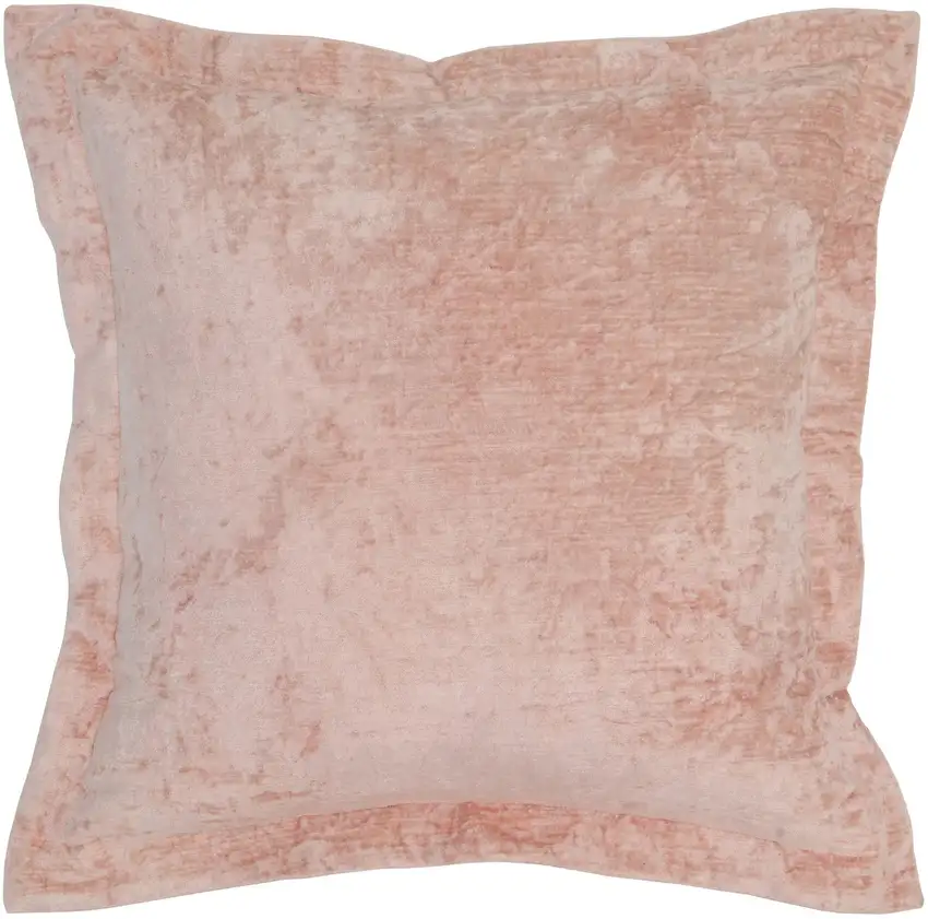 Square Fabric Throw Pillow with Solid Color and Flanged Edges, Pink Photo 1