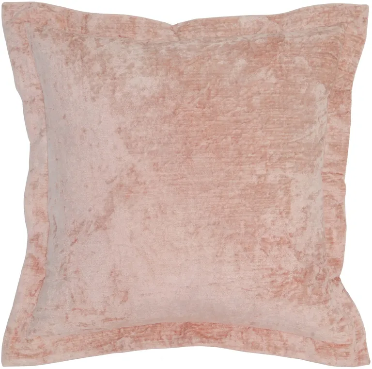 Square Fabric Throw Pillow with Solid Color and Flanged Edges, Pink Photo 3