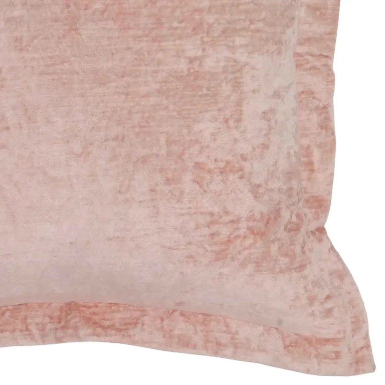 Square Fabric Throw Pillow with Solid Color and Flanged Edges, Pink Photo 1