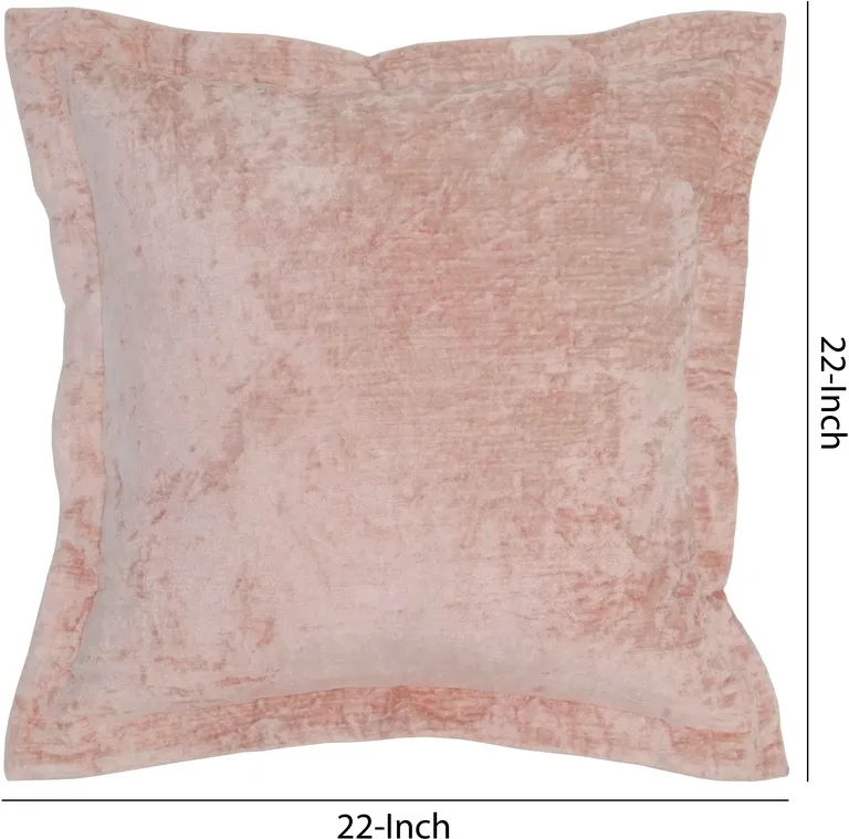 Square Fabric Throw Pillow with Solid Color and Flanged Edges, Pink Photo 2