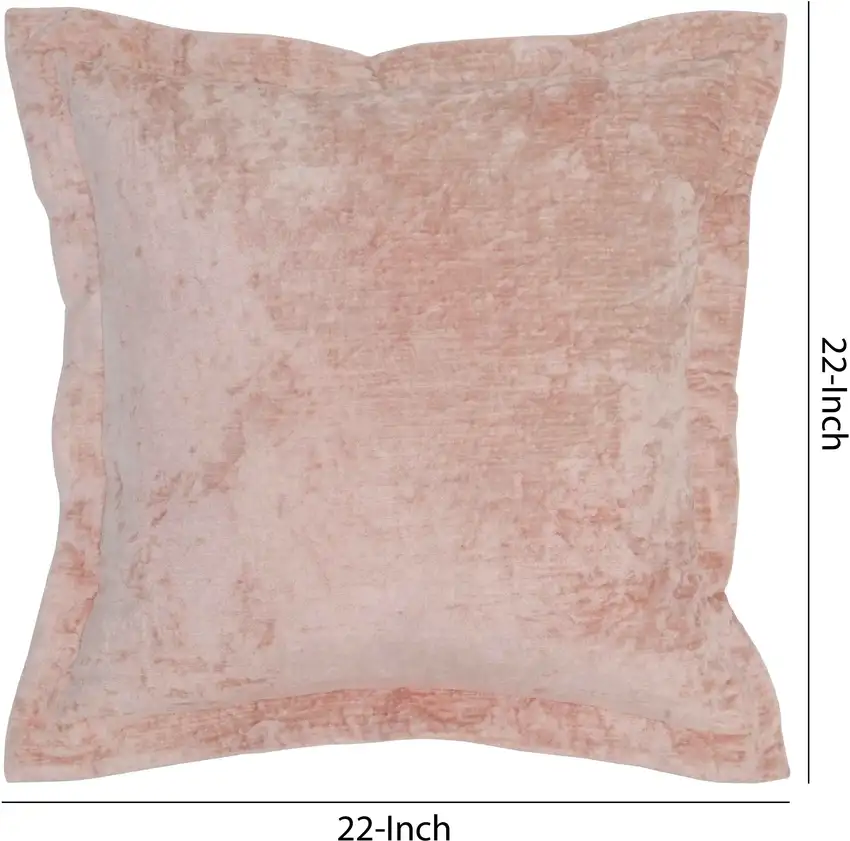 Square Fabric Throw Pillow with Solid Color and Flanged Edges, Pink Photo 5