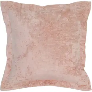 Photo of Square Fabric Throw Pillow with Solid Color and Flanged Edges, Pink