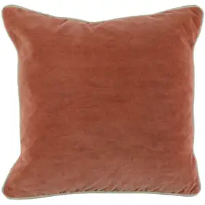 Photo of Square Fabric Throw Pillow with Solid Color and Piped Edges, Pink