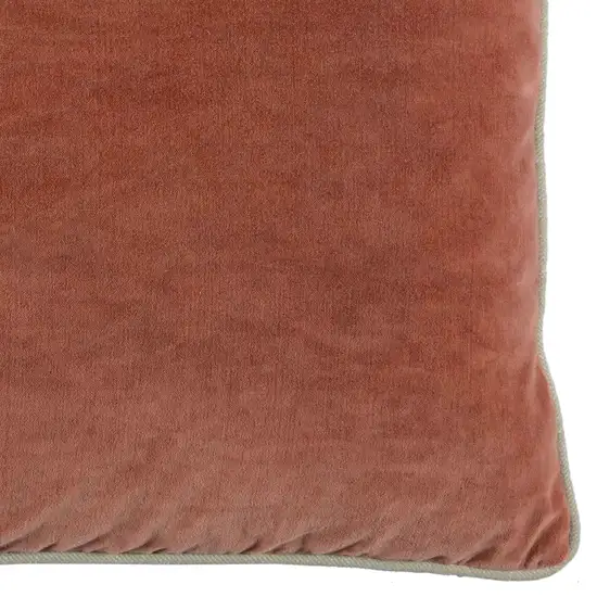 Square Fabric Throw Pillow with Solid Color and Piped Edges, Pink Photo 4