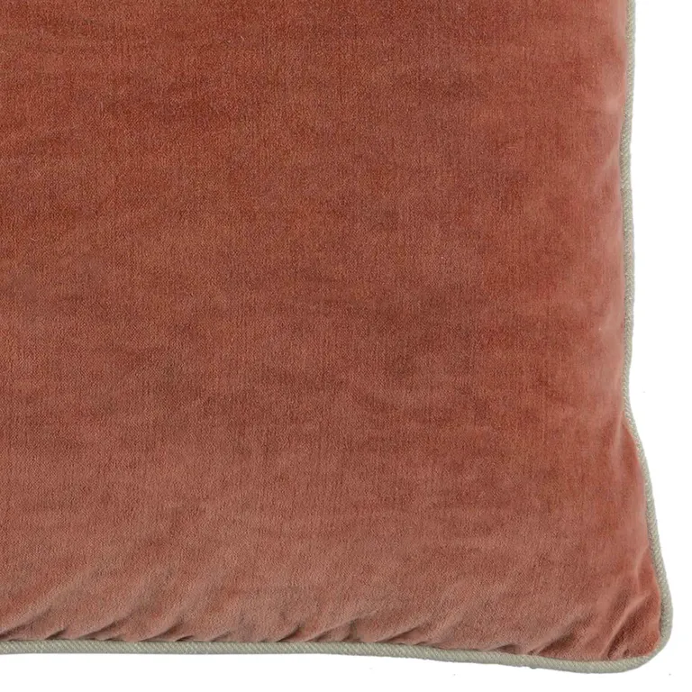 Square Fabric Throw Pillow with Solid Color and Piped Edges, Pink Photo 4