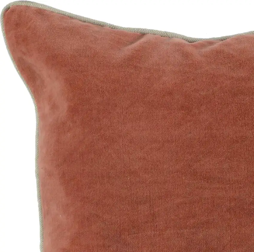 Square Fabric Throw Pillow with Solid Color and Piped Edges, Pink Photo 2