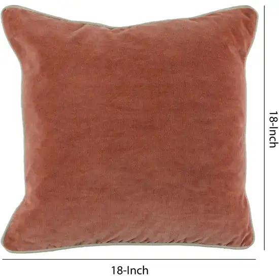 Square Fabric Throw Pillow with Solid Color and Piped Edges, Pink Photo 5