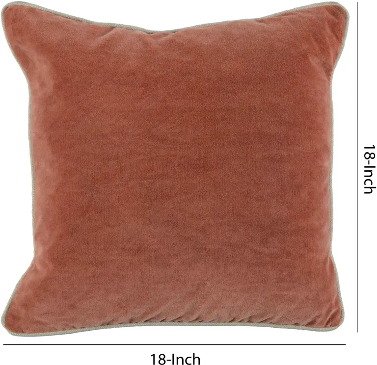 Square Fabric Throw Pillow with Solid Color and Piped Edges, Pink Photo 5