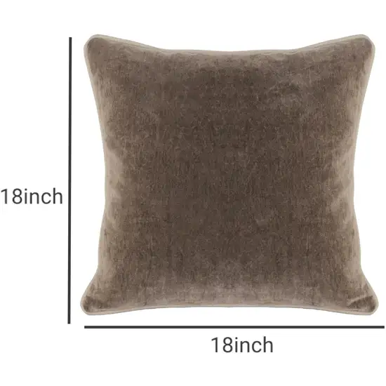 Square Fabric Throw Pillow with Solid Color and Piped Edges, Taupe Brown Photo 5