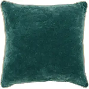 Photo of Square Fabric Throw Pillow with Solid Color and Piped Edges, Teal Green