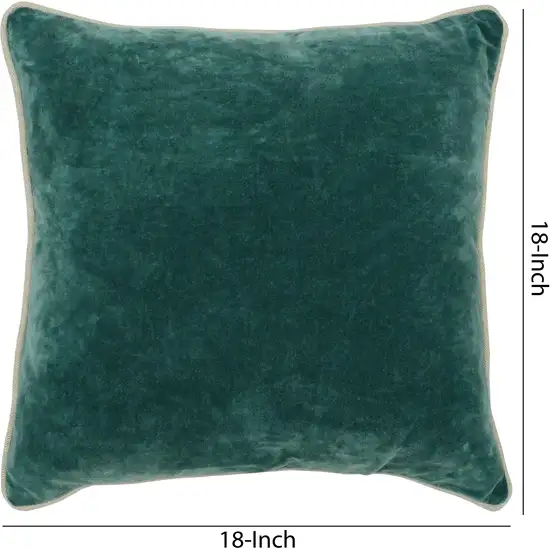 Square Fabric Throw Pillow with Solid Color and Piped Edges, Teal Green Photo 5