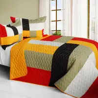 Photo of Stable Life - 3PC Vermicelli-Quilted Patchwork Quilt Set (Full/Queen Size)