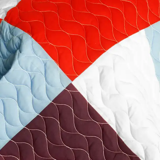 Star Swings -  Vermicelli-Quilted Patchwork Geometric Quilt Set Full/Queen Photo 4