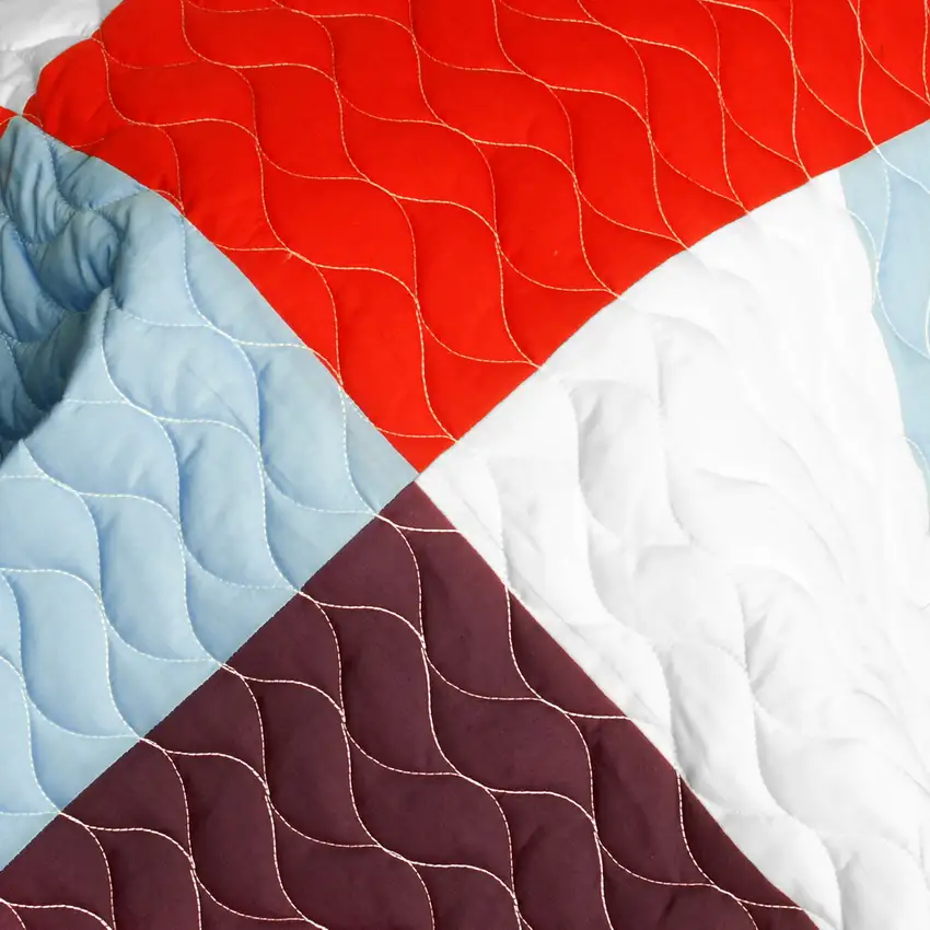 Star Swings -  Vermicelli-Quilted Patchwork Geometric Quilt Set Full/Queen Photo 4