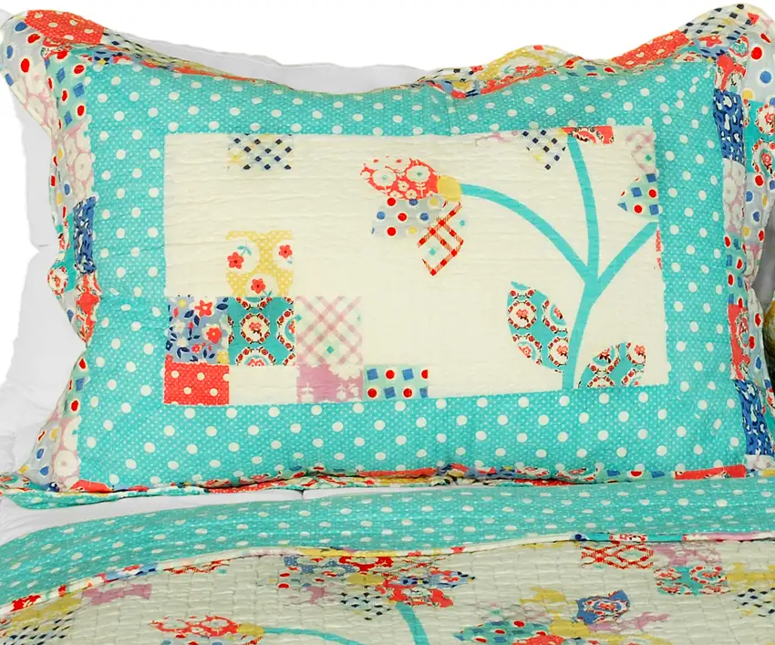 Start My Youth -  Cotton 3PC Vermicelli-Quilted Striped Patchwork Quilt Set (Full/Queen Size) Photo 2