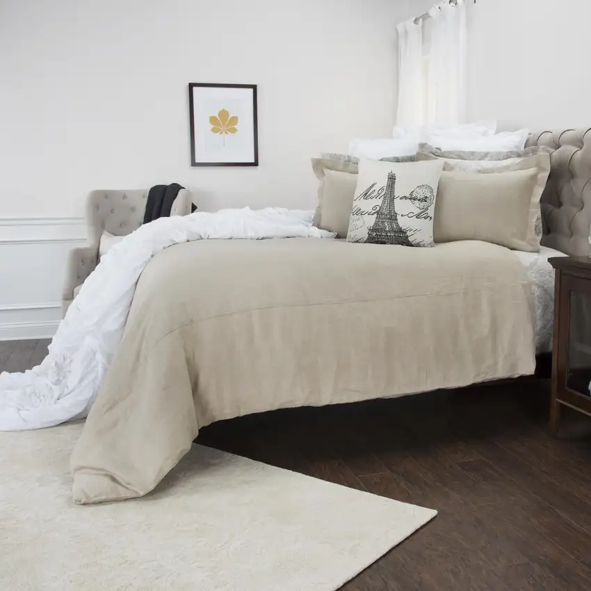 Stone King Linen Dry Clean Only Polyester Down Alternative Comforter Set With Two Shams Photo 8