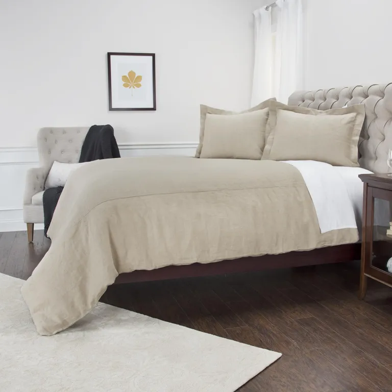 Stone King Linen Dry Clean Only Polyester Down Alternative Comforter Set With Two Shams Photo 4