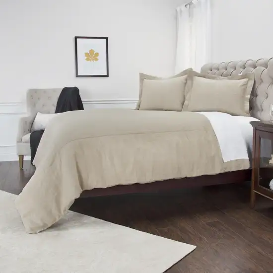 Stone King Linen Dry Clean Only Polyester Down Alternative Comforter Set With Two Shams Photo 4