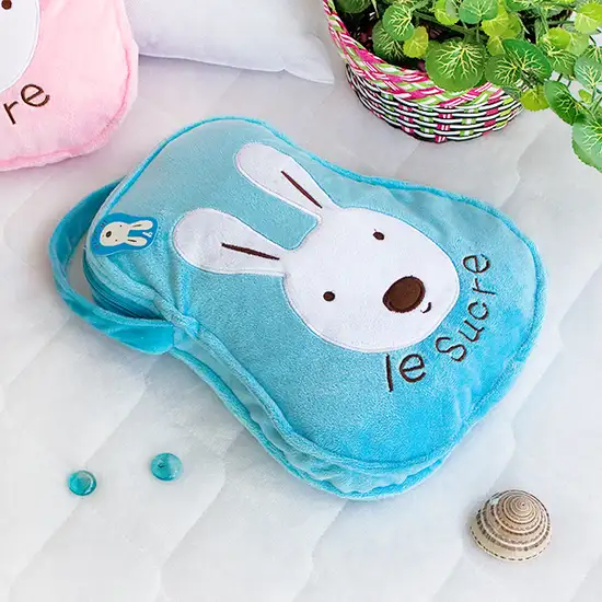 Sugar Rabbit - Blue -  Throw Blanket Pillow Cushion / Travel Pillow Blanket (25.2 by 37 inches) Photo 1