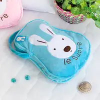 Photo of Sugar Rabbit - Blue - Throw Blanket Pillow Cushion / Travel Pillow Blanket (25.2 by 37 inches)