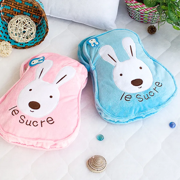 Sugar Rabbit - Pink - Throw Blanket Pillow Cushion / Travel Pillow Blanket (25.2 by 37 inches) Photo 2