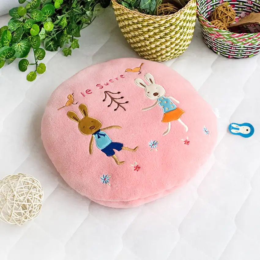 Sugar Rabbit - Round Pink02 -  Blanket Pillow Cushion / Travel Pillow Blanket (31.5 by 43.3 inches) Photo 1