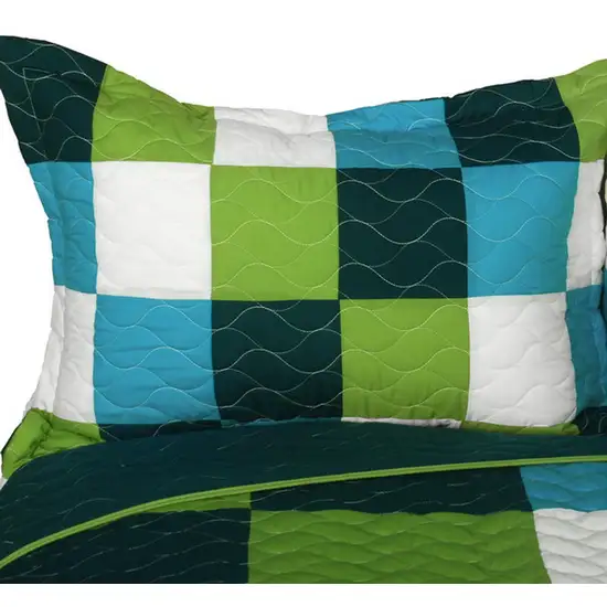 Summer Creek -  3PC Vermicelli-Quilted Patchwork Quilt Set (Full/Queen Size) Photo 2