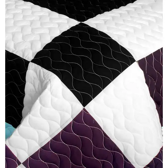Swaying Lily -  3PC Vermicelli - Quilted Patchwork Quilt Set (Full/Queen Size) Photo 5