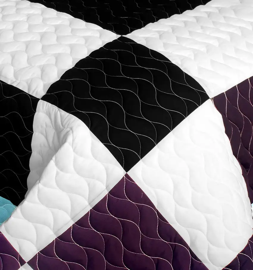 Swaying Lily -  3PC Vermicelli - Quilted Patchwork Quilt Set (Full/Queen Size) Photo 5