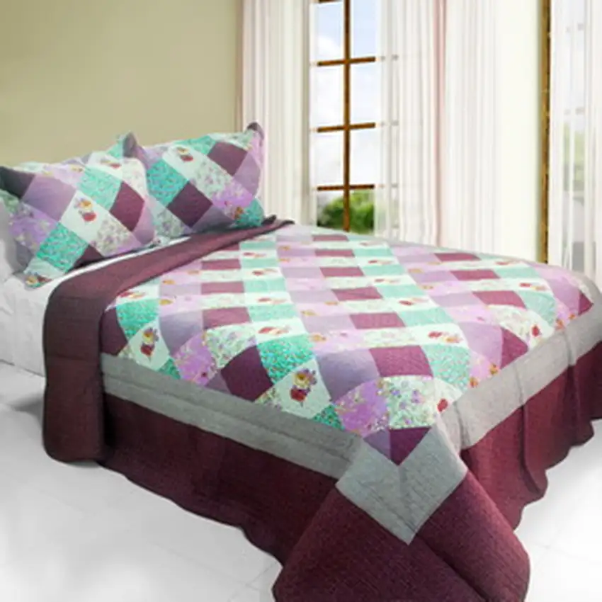 Sweet Dream -  Cotton 3PC Vermicelli-Quilted Printed Quilt Set (Full/Queen Size) Photo 2