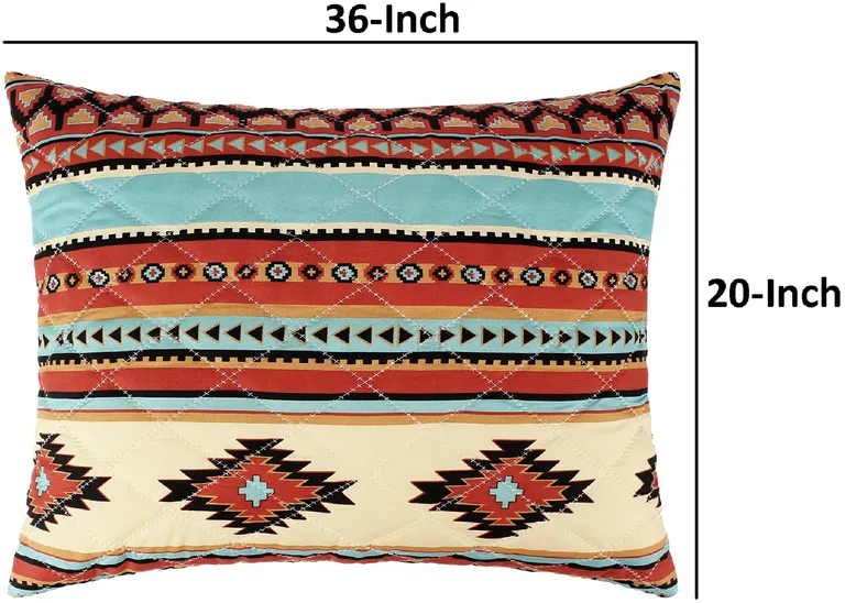 Tagus 36 Inch King Pillow Sham, Natural Southwest Patterns, Side Zippers Photo 5