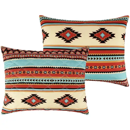 Tagus 36 Inch King Pillow Sham, Natural Southwest Patterns, Side Zippers Photo 1