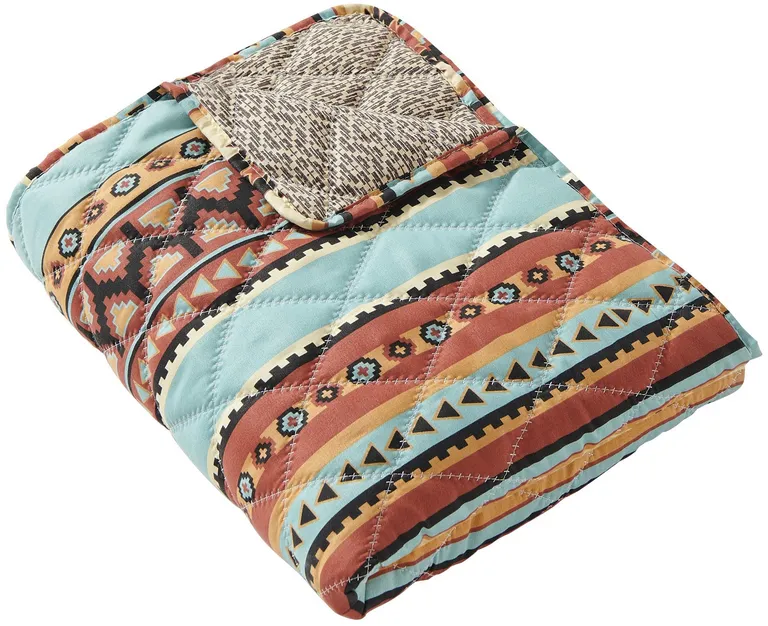 Tagus 60 Inch Throw Blanket, Natural Southwest Patterns, Machine Quilted Photo 2