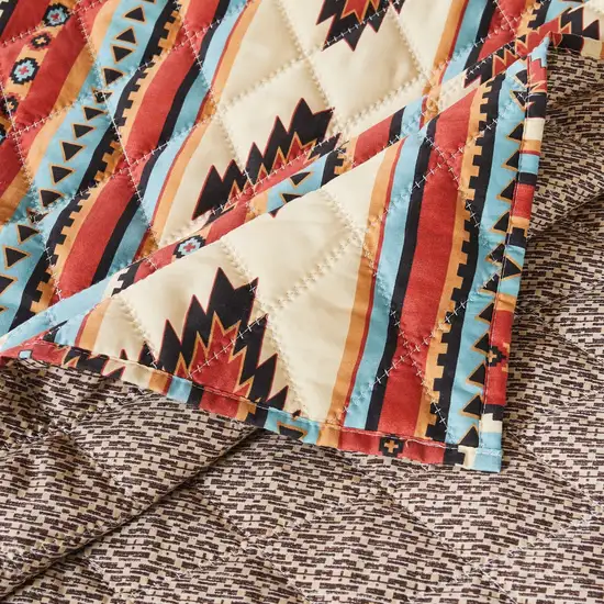 Tagus 60 Inch Throw Blanket, Natural Southwest Patterns, Machine Quilted Photo 3