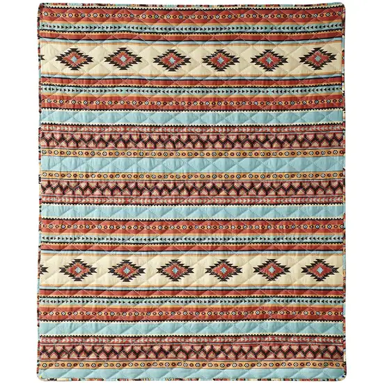Tagus 60 Inch Throw Blanket, Natural Southwest Patterns, Machine Quilted Photo 4