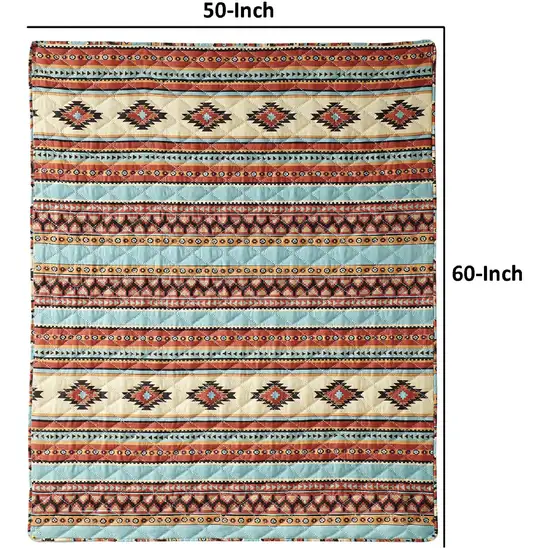 Tagus 60 Inch Throw Blanket, Natural Southwest Patterns, Machine Quilted Photo 5