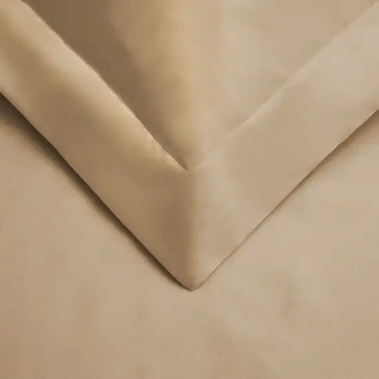 Tan  Cotton Blend 300 Thread Count Washable Duvet Cover Set Photo 2